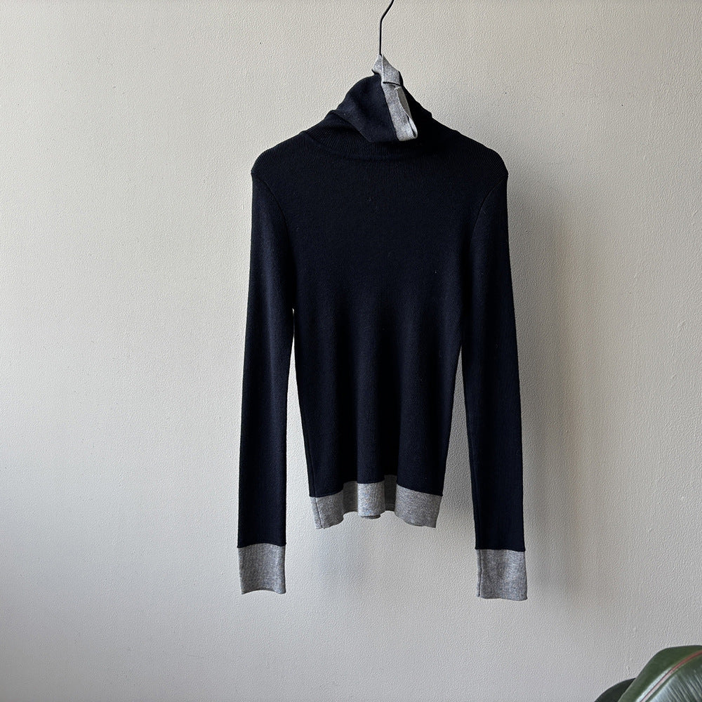 【Y352】實拍撞色高領針織衫（含羊毛10%)
251106