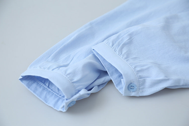 【LD3278】實拍小圓領長袖襯衫+條紋針織背心（分開下單）251103