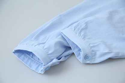 【LD3278】實拍小圓領長袖襯衫+條紋針織背心（分開下單）251103