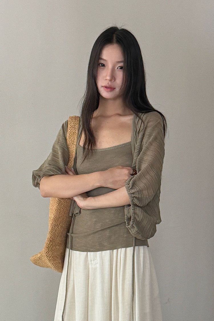【LD11367】溫柔初戀系仙女☁️顯瘦細肩帶背心+薄款針織小外套兩件套260630