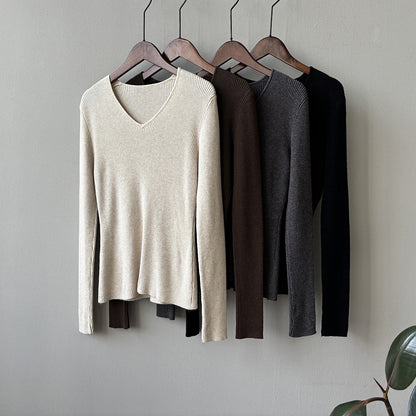【YP313】實拍冬季氣質簡約v領針織衫251113