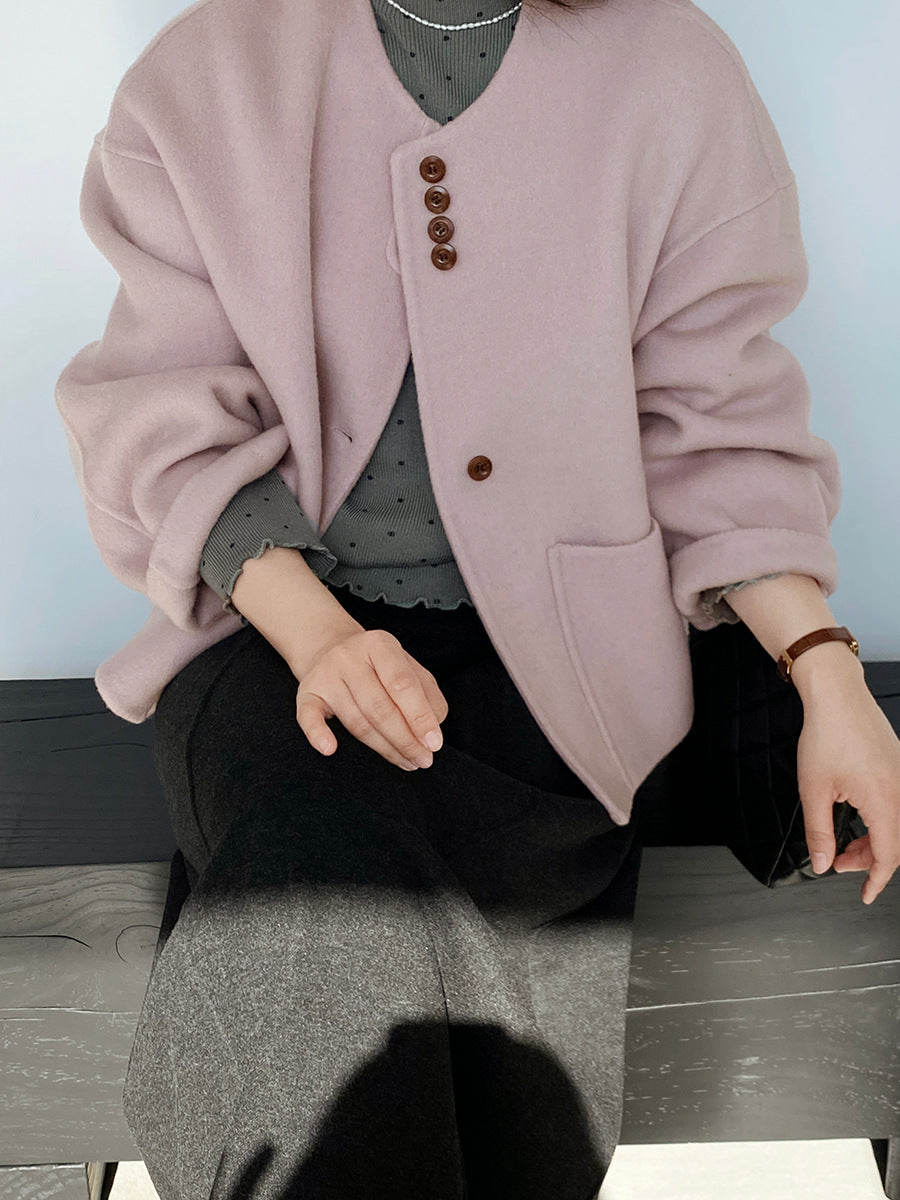 【cimz8538】實拍超美香芋色廓形厚款雙面羊毛外套大衣（羊毛100)251120