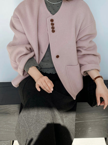 【cimz8538】實拍超美香芋色廓形厚款雙面羊毛外套大衣（羊毛100)251120