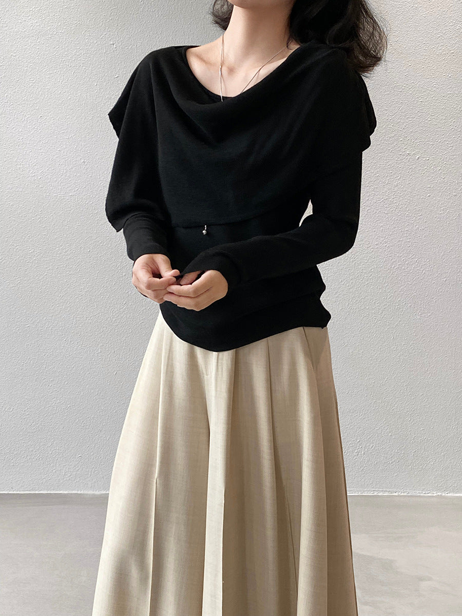 【cim396】實拍慵懶蕩領假2件披肩針織毛衣251030