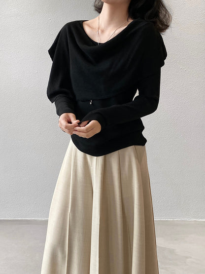 【cim396】實拍慵懶蕩領假2件披肩針織毛衣251030