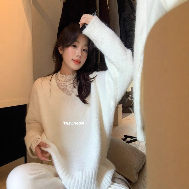 【L9320】實拍檸檬秋冬浪漫內搭立領長袖蕾絲衫251117