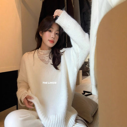 【L9320】實拍檸檬秋冬浪漫內搭立領長袖蕾絲衫251117