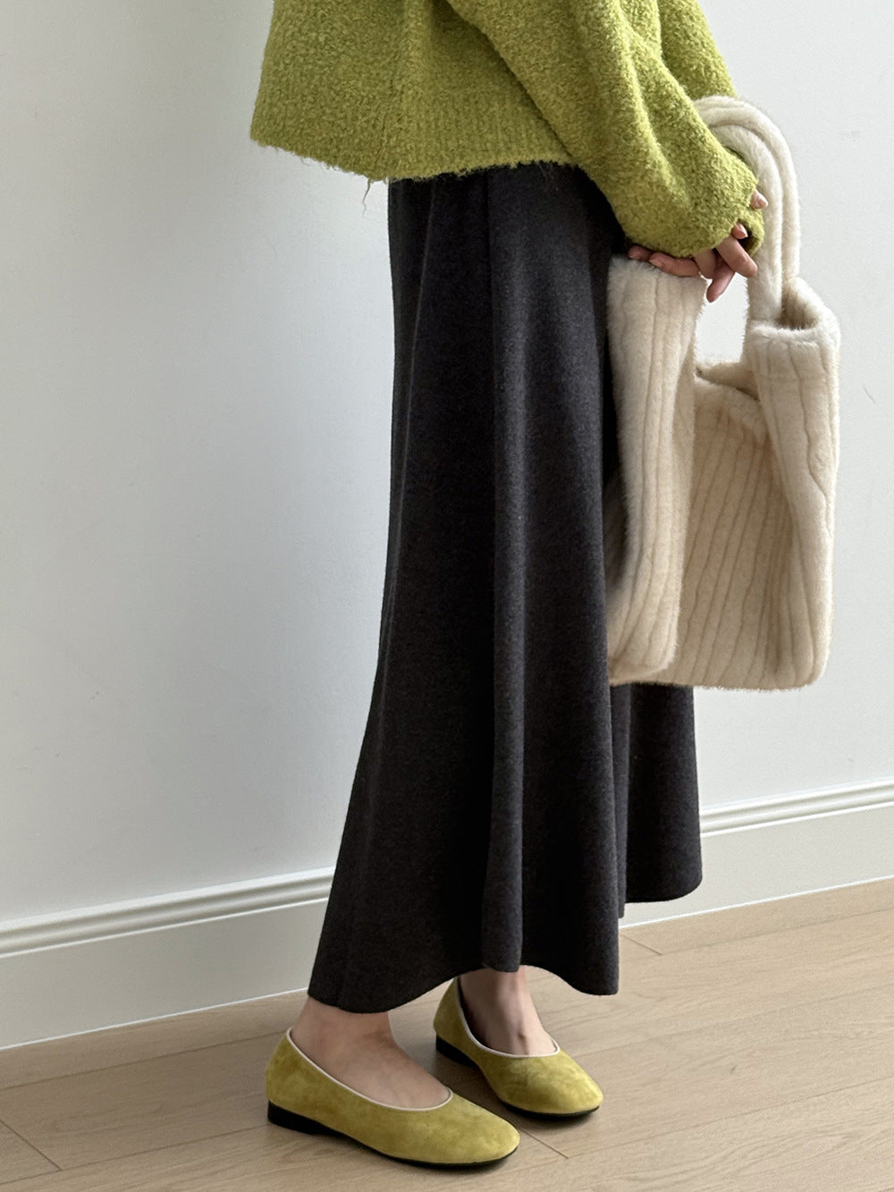 【Y0723】實拍冬季簡約針織大擺A字裙（棉羊毛4%)251106