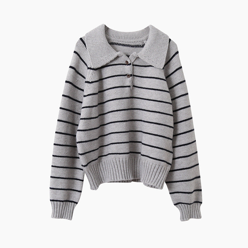 【LD11063】實拍復古條紋加厚棉羊絨針織毛衣251209