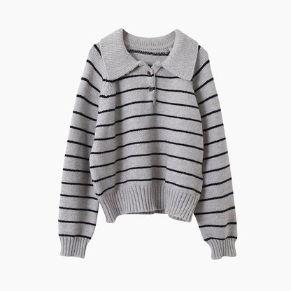 【LD11063】實拍復古條紋加厚棉羊絨針織毛衣251209