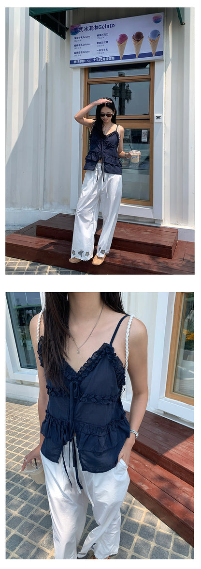 【H5299】 實拍夏天高級感重工刺繡清新感直筒褲250610