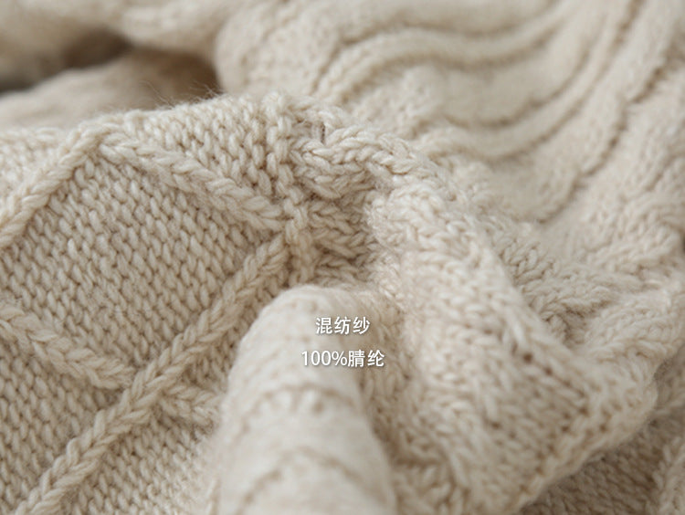 【LD3297】實拍復古立體厚實絞花大翻領毛衣外套251103