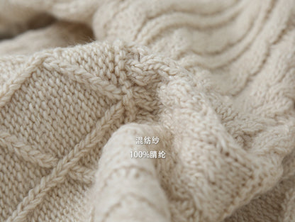 【LD3297】實拍復古立體厚實絞花大翻領毛衣外套251103