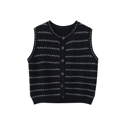 【LD3278】實拍小圓領長袖襯衫+條紋針織背心（分開下單）251103