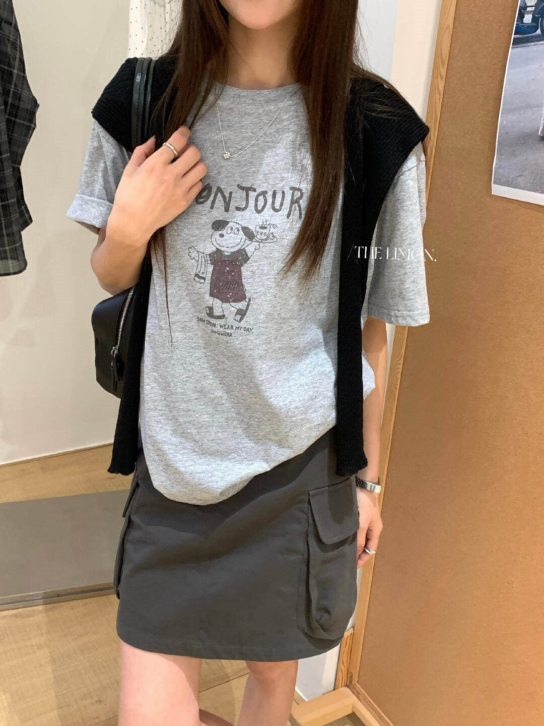 【L10378】陽光元氣女孩☀️韓系休閒字母小狗印花寬鬆顯瘦圓領短袖T恤260518