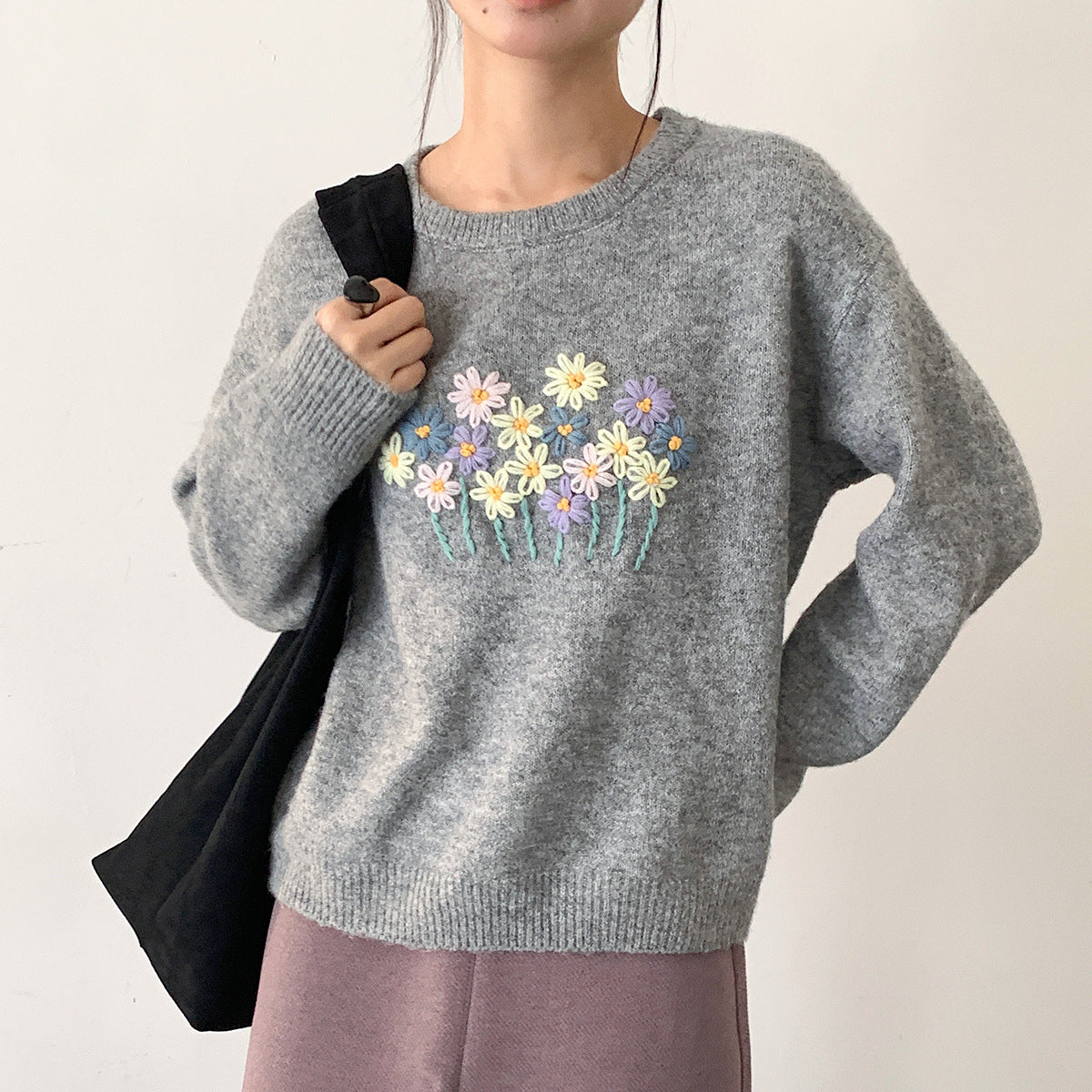 【LD11038】實拍立體小花針織衫251202