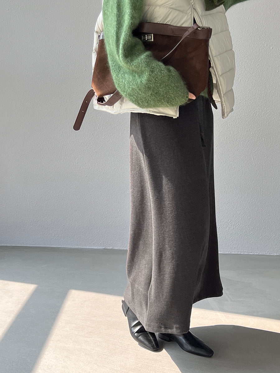 【cimz1722】實拍高級雙面絨感保暖顯瘦直筒裙251201