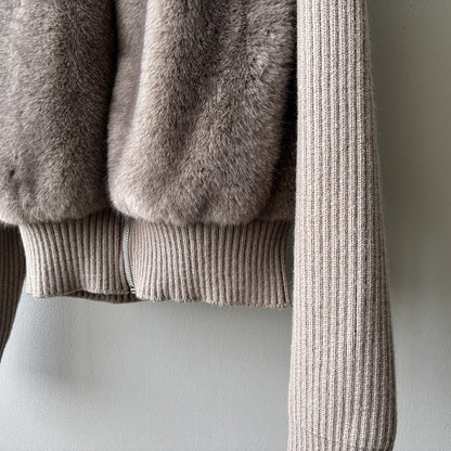 【YH8309】實拍高質感時髦仿皮草拼接針織假2件毛毛外套251113