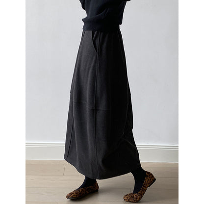 【Y82671】 實拍秋冬氣質花苞毛呢A字裙251023