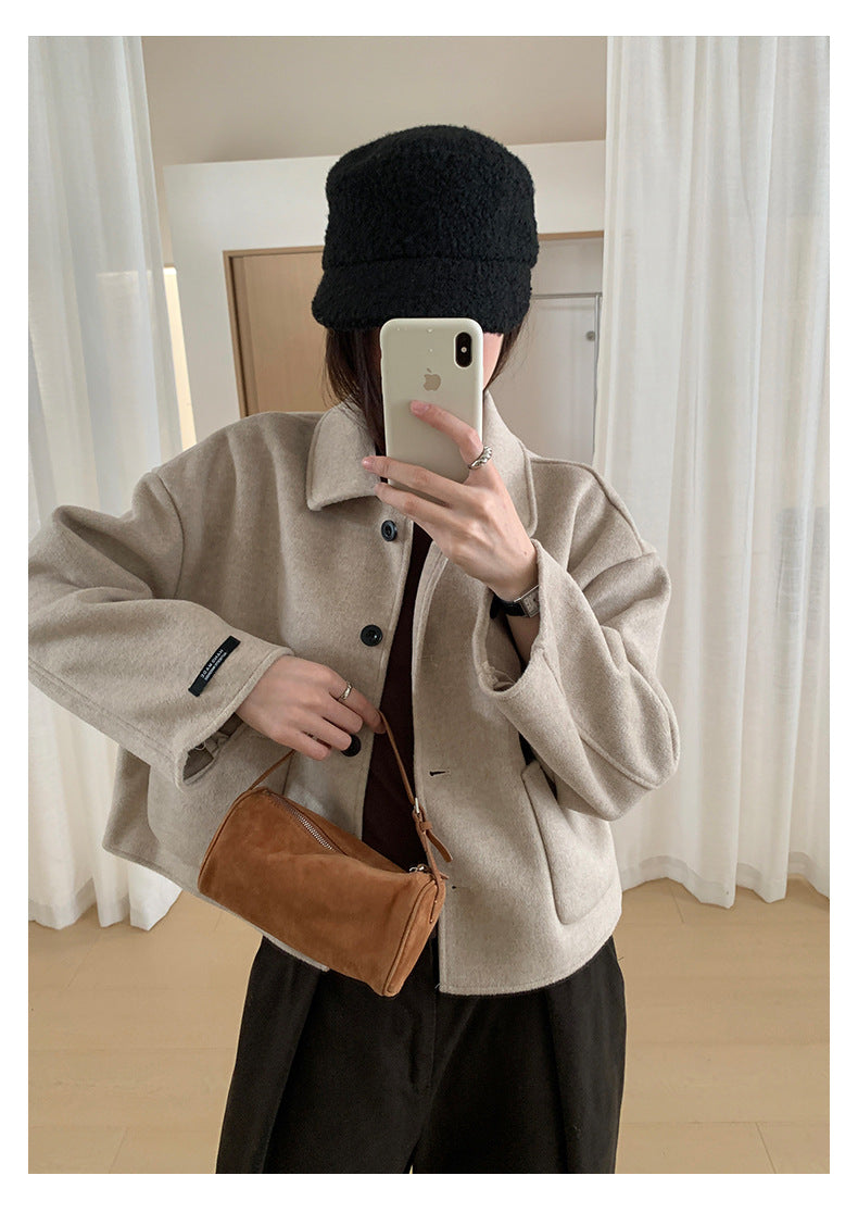 【H565】實拍高級感羊毛混紡羊絨手感外套大衣251021