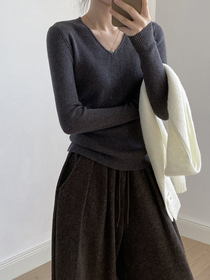 【YP313】實拍冬季氣質簡約v領針織衫251113