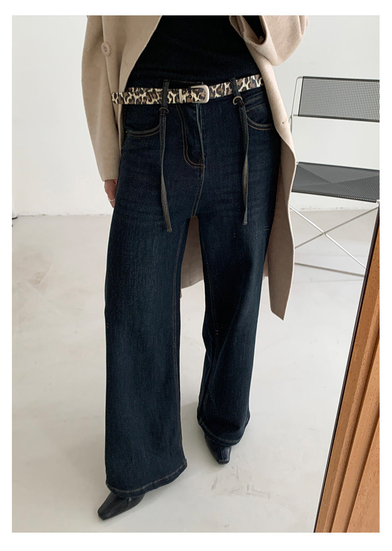 【H5477】實拍S~XL復古加厚高腰直筒牛仔褲251109