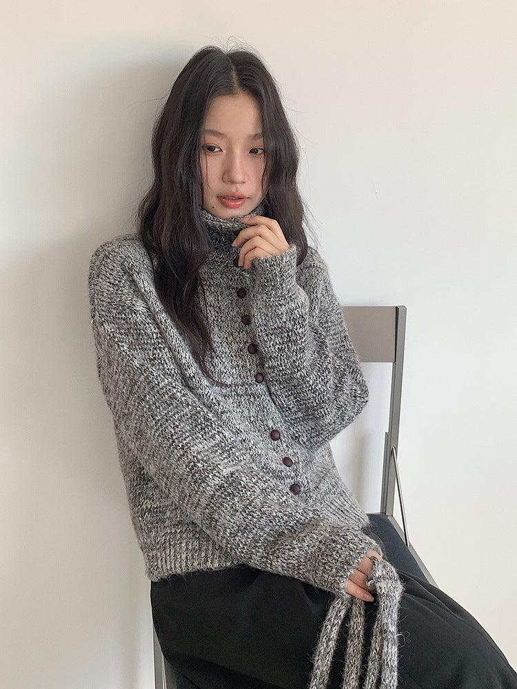 【LD3296】實拍輕奢復古寬翻領厚實針織外套＋針織包251103