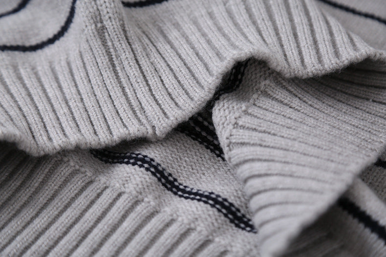 【LD11063】實拍復古條紋加厚棉羊絨針織毛衣251209