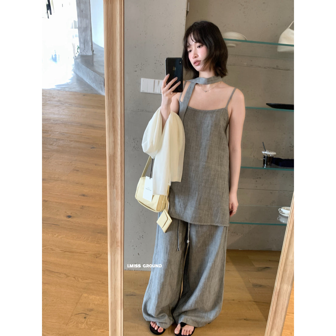 【】IMISS高品质亚麻吊带背心女2026夏季新款时尚百搭小衫衣服(配飘带