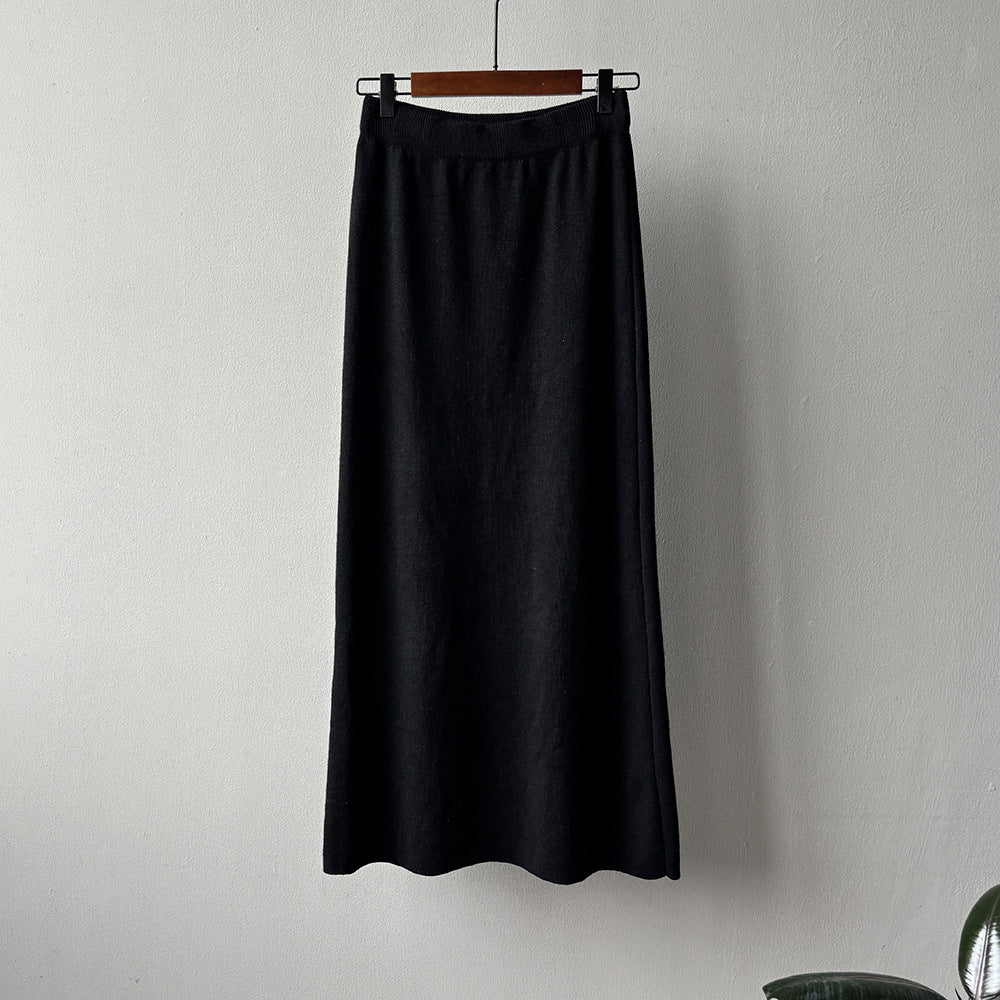 【YP682】 實拍高腰軟糯垂感針織長裙251023