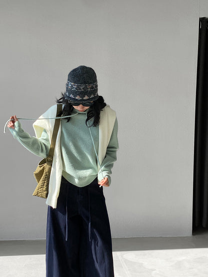 【cimz1374】實拍極簡淨色高領抽繩針織毛衣251120