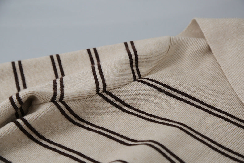 【LD11036】實拍雙頭拉鍊海軍領條紋針織開衫251202