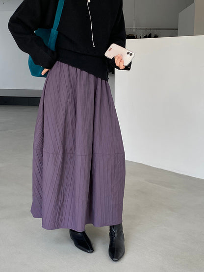 【cim1708】實拍秋冬法式寂靜高腰加厚微花苞A字裙251030