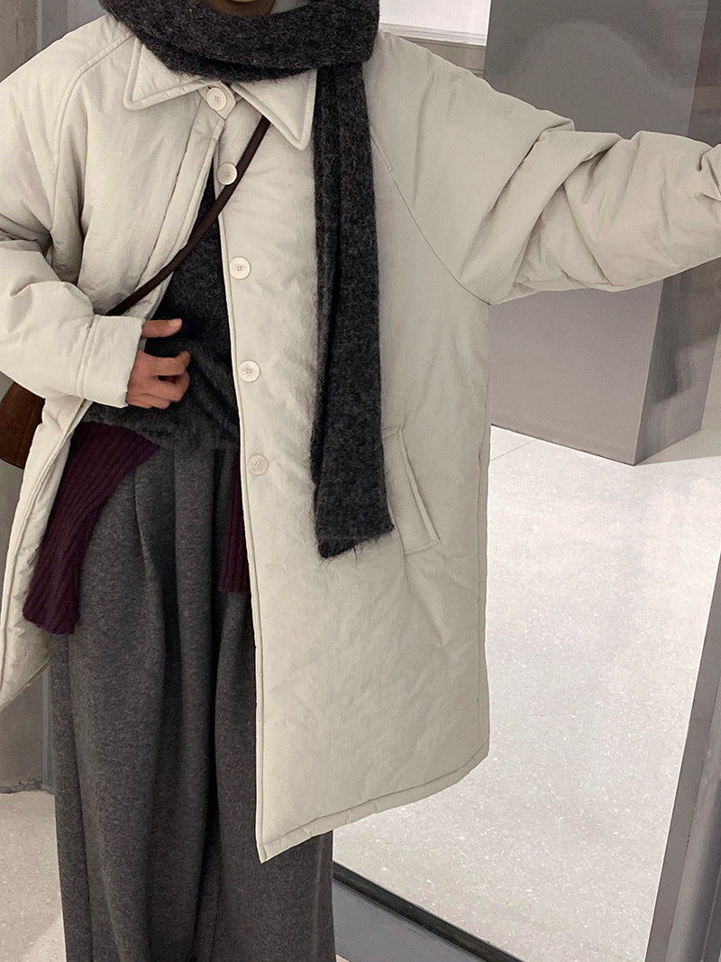 【cimz1235】 雪山奶糖 Muji 風輕薄初冬簡約廓形寬鬆棉服外套260108