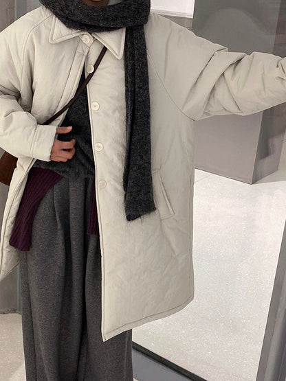 【cimz1235】 雪山奶糖 Muji 風輕薄初冬簡約廓形寬鬆棉服外套260108