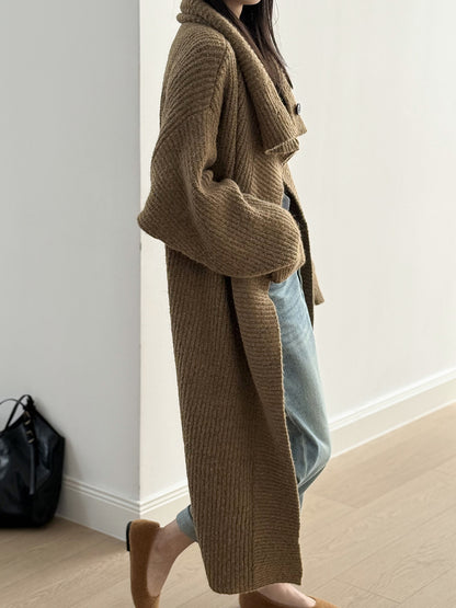 【Y913】實拍大翻領長針織大外套251106