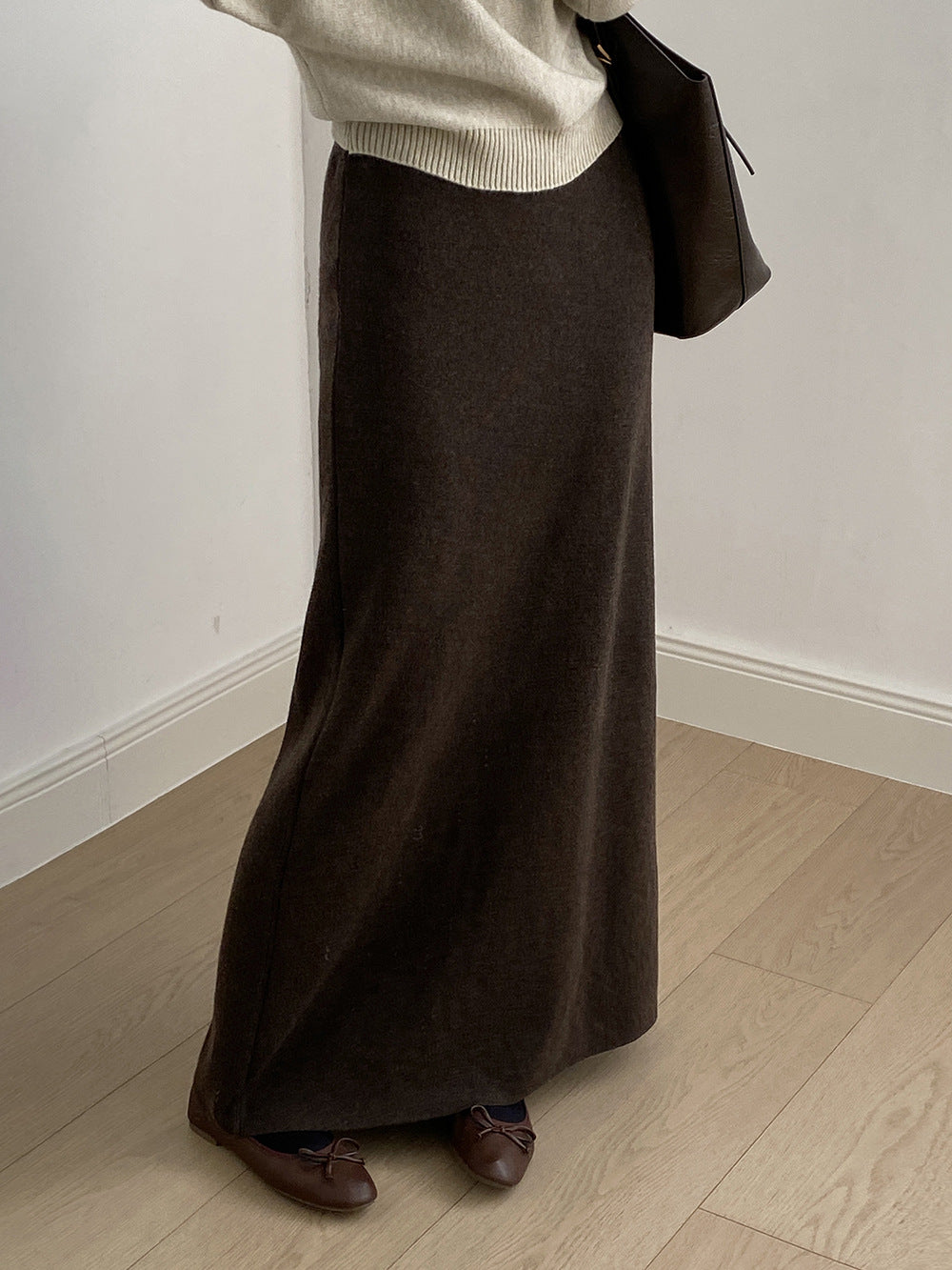 【YP682】 實拍高腰軟糯垂感針織長裙251023