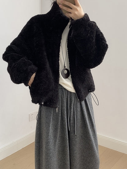 【YH8567】實拍冬天保暖厚款立领羊羔毛外套251113