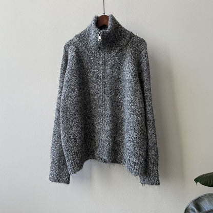 【YP1042】 實拍軟糯寬鬆高領針織毛衣外套(含羊毛4%) 251023