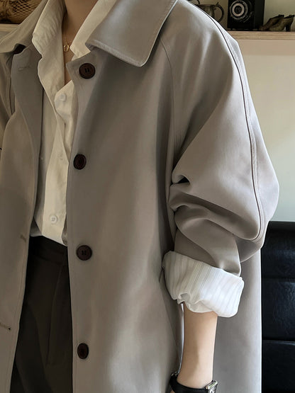 【Y80861】實拍韓國質感休閒中長款風衣外套YY25早春