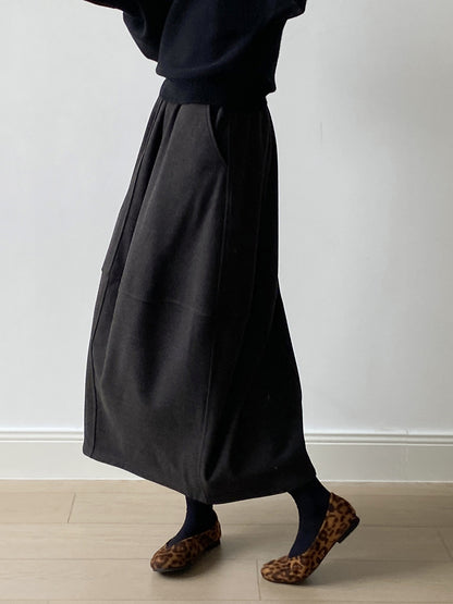 【Y82671】 實拍秋冬氣質花苞毛呢A字裙251023