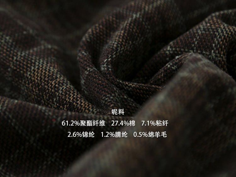 【LD11008】實拍復古毛呢格子高腰a字裙(左右有口袋）251110