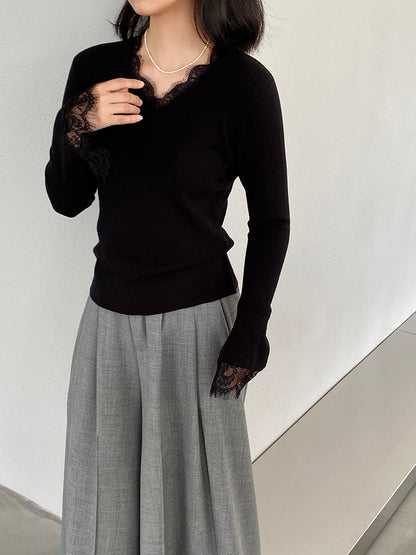 【cimz8833】實拍精緻蕾絲長袖針織衫251120