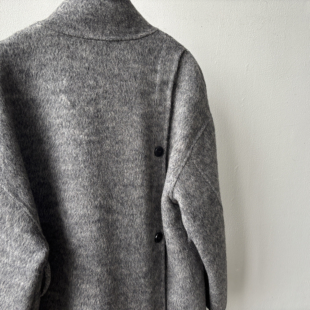 【Y25527】實拍高單質感雙面羊毛呢立領大衣（棉羊毛68%)251106