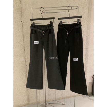 【L11118】檸檬家極簡通勤・顯瘦微喇叭休閒褲 (附腰帶)260916