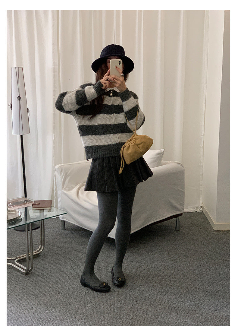 【H5492】實拍S~XL復古學院風磨毛百褶a字裙（內有安全褲）251109