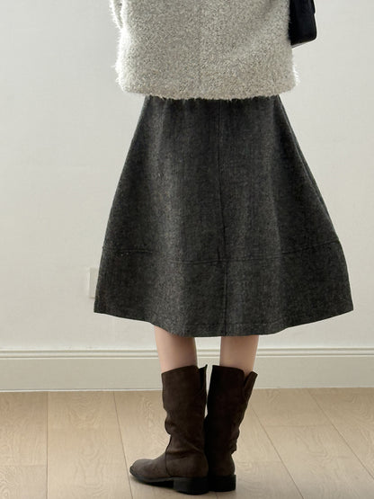 【Y8076】實拍氣質羊毛30%毛呢微花苞傘裙251201