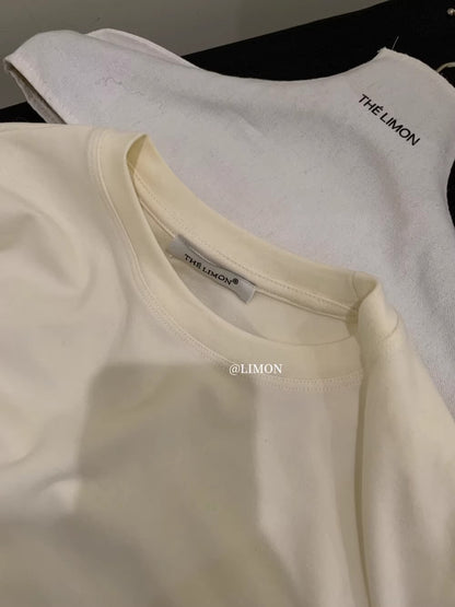 【L9257】實拍檸檬長袖雲朵絨舒適簡約圓領長袖T恤251117