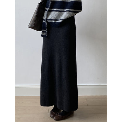 【YP682】 實拍高腰軟糯垂感針織長裙251023