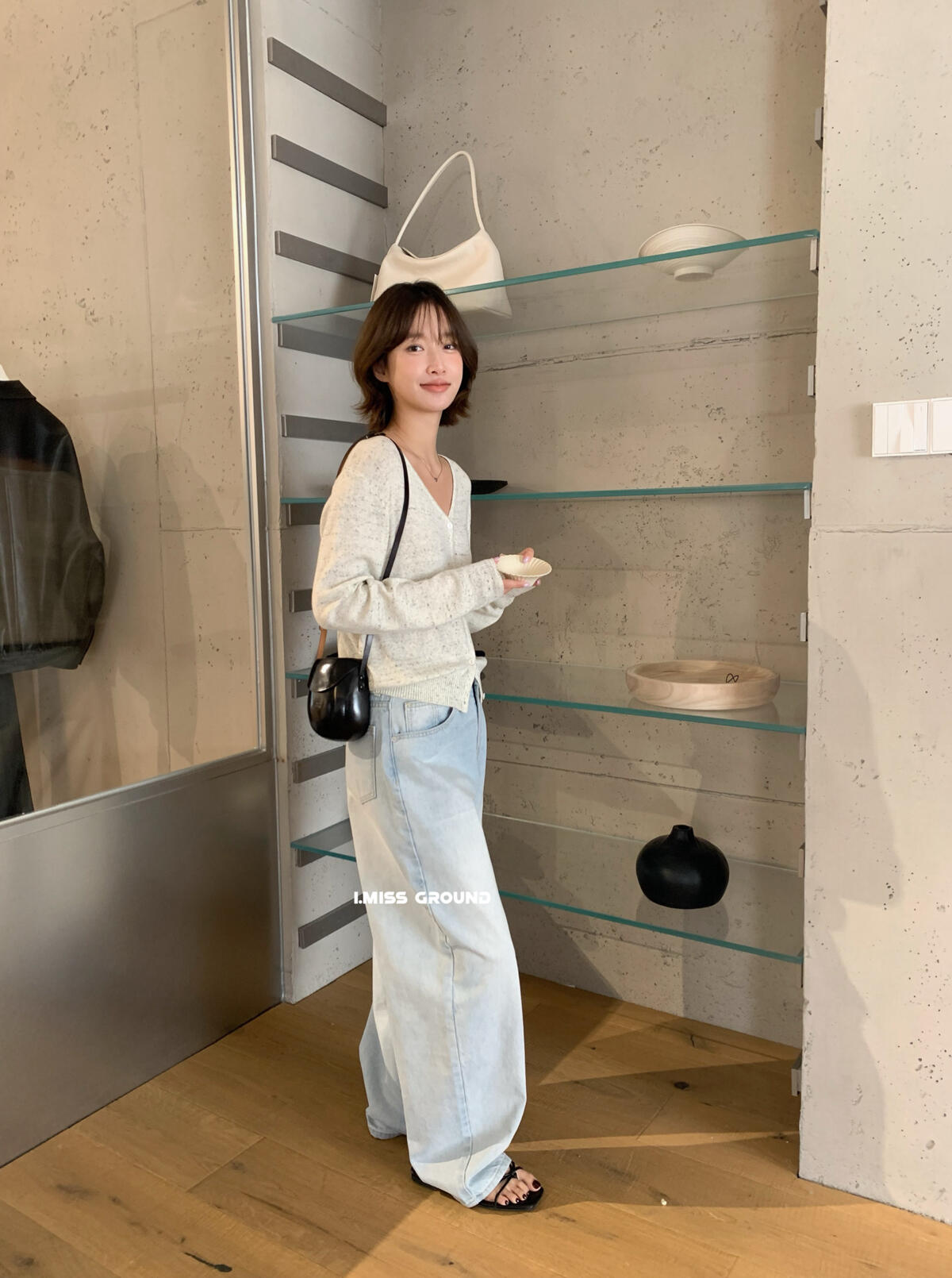 【LR01315】實拍imiss春季必備！修身顯瘦V領長袖針織罩衫260305